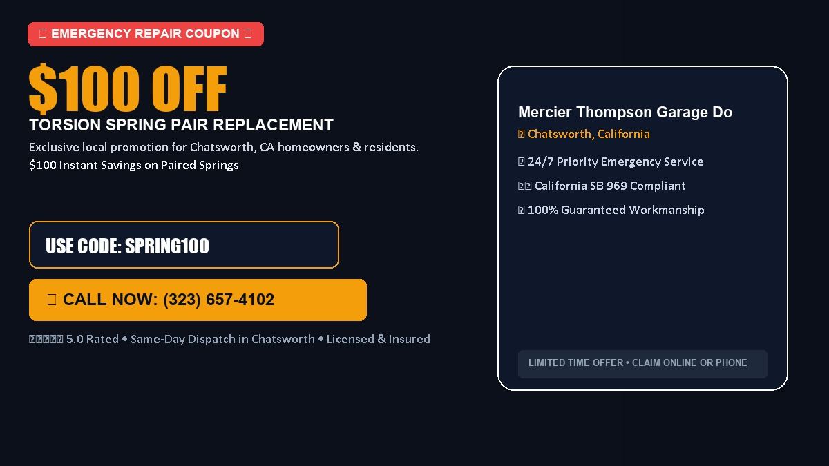 Mercier Thompson Garage Door Repair $100 OFF Dual Torsion Spring Replacement