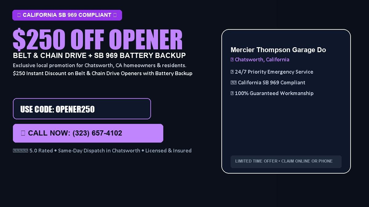 Mercier Thompson Garage Door Repair $250 OFF Premium LiftMaster Opener Installation